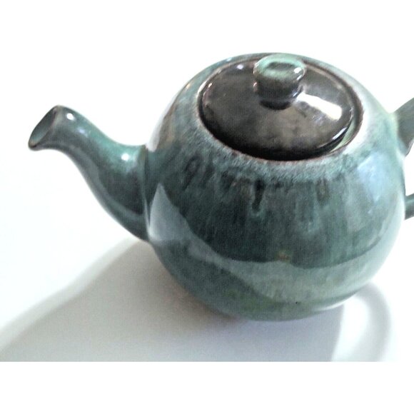 1960s Evangeline Ware Canuck Pottery Canada Teapot Teal/Green/Brown Glaze 4 cup - Picture 4 of 13
